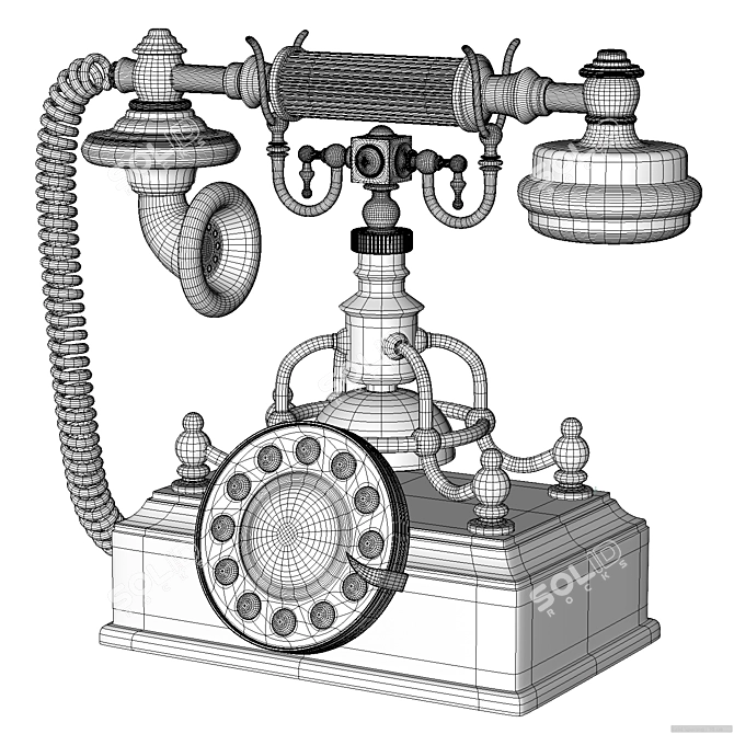 Vintage Retro Rotary Dial Phone 3D model image 6