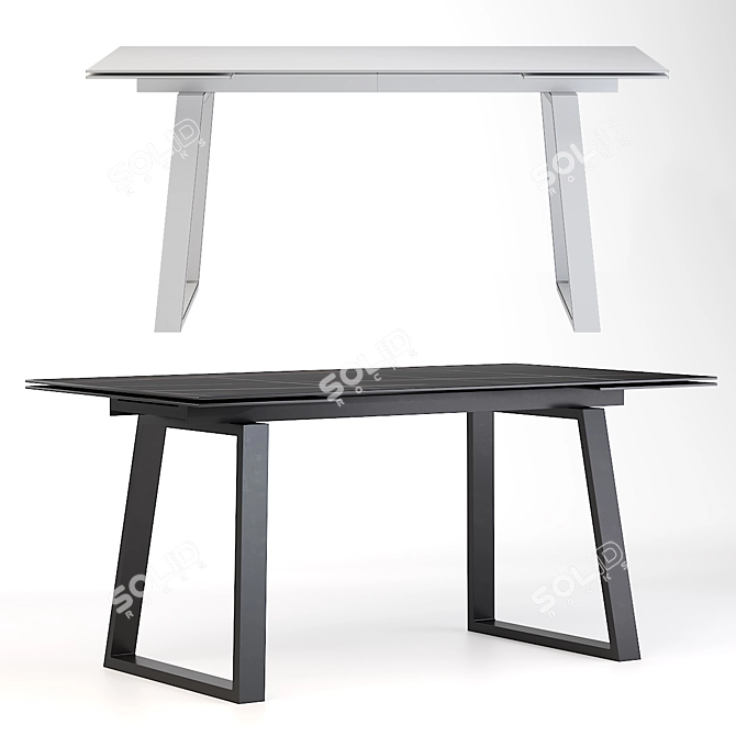 Modern Grey Dining Set 3D model image 2