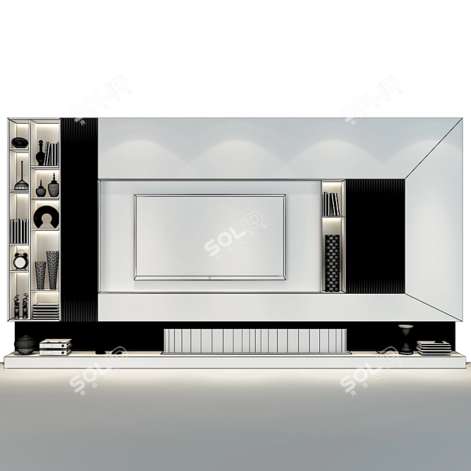 Modular TV Wall Shelf: Sleek & Spacious 3D model image 2