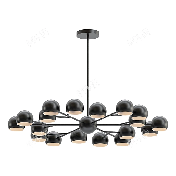 Elegant Gunmetal Chandelier: Bleeker 3D model image 1