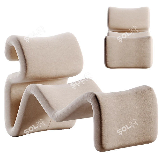 Etcetera Lounge Chair: Modern Comfort in Cream 3D model image 1