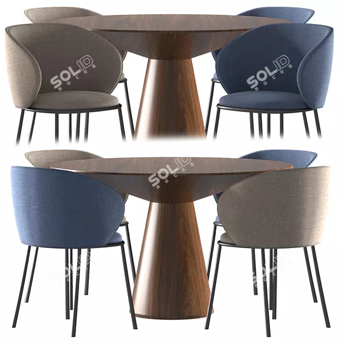 Elegant Mun Dining Set by Desalto 3D model image 1