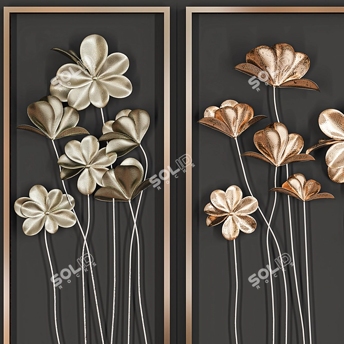 Metal Tulips Wall Art: Elegant Floral Decor 3D model image 3