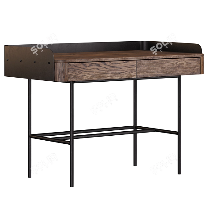Cosmorelax Grotto Desktop: Elegant Wood and Metal Workstation 3D model image 1
