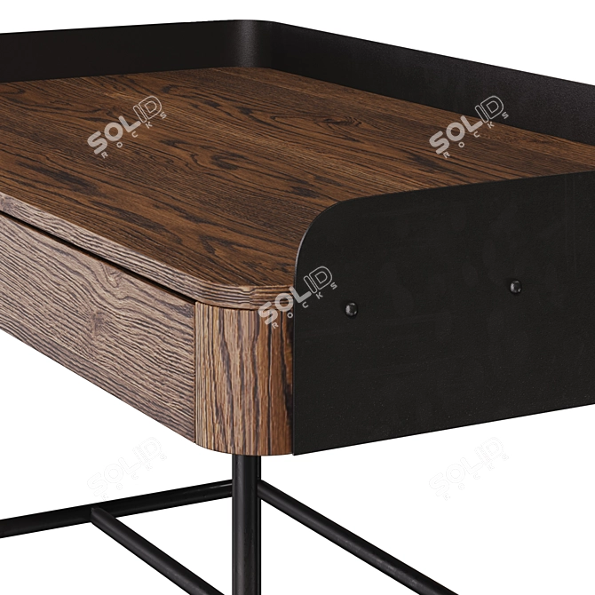 Cosmorelax Grotto Desktop: Elegant Wood and Metal Workstation 3D model image 3
