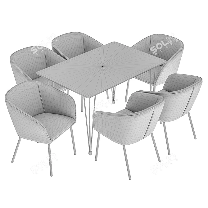 Modern Mitis Dining Set: Stylish Chairs and Sleek Table 3D model image 6