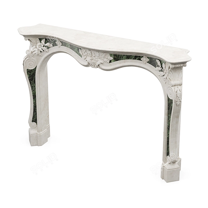 Elegant Rococo Marble Fireplace 3D model image 3