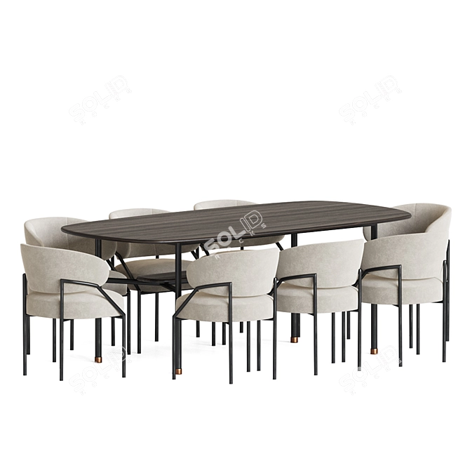 Elegant Marble Dining Set 3D model image 2