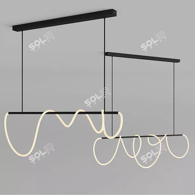 Luxurious GLORIFY Collection: Black Long Design Lamps 3D model image 2