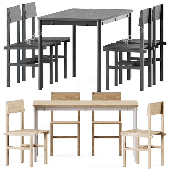  Scandinavian Style Dining Set 3D model image 1