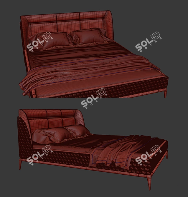 Luxury Leather Bed: Tonino Lamborghini TL-2717 3D model image 3