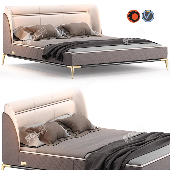 Luxury Leather Bed: Tonino Lamborghini TL-2717 3D model image 4