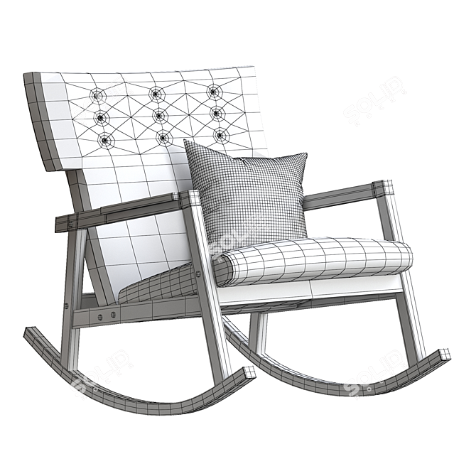 Modern Fabric Jens Risom Roker Chair 3D model image 5