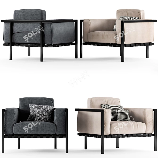 Stylish Natal Alu Armchair 3D model image 1