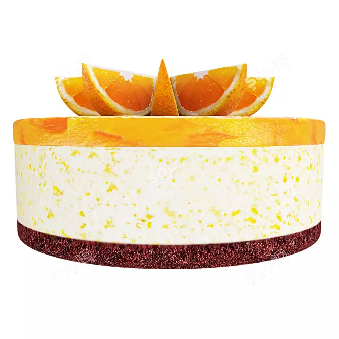 Tangy Orange Jelly Cake: Delectable Delight 3D model image 2