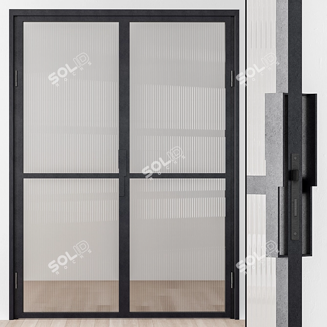 Sleek Metal Glass Door - Model 40 3D model image 3