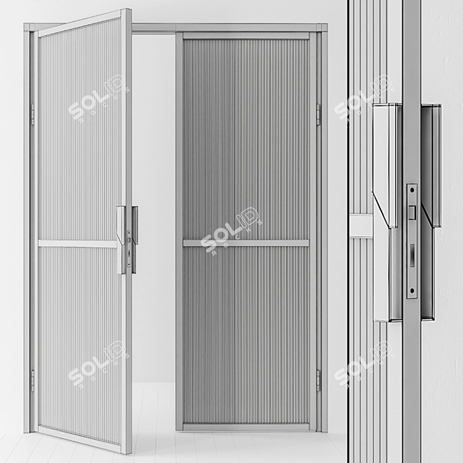 Sleek Metal Glass Door - Model 40 3D model image 4