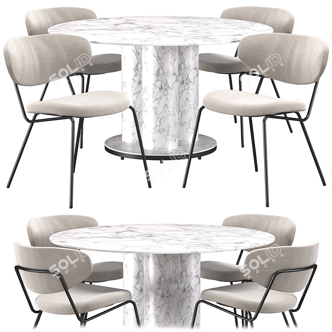 Sophia Modern Dining Set by Calligaris NYC 3D model image 1