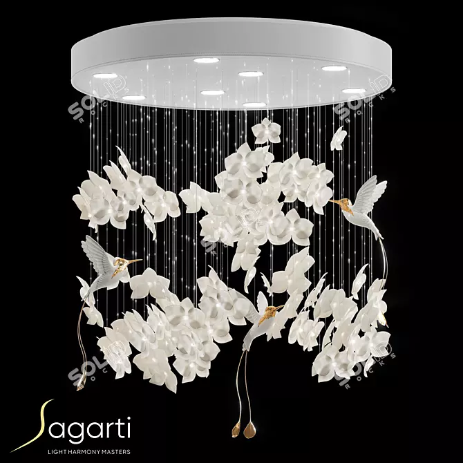 Sagarti Ellea Chandelier - Swarovski Crystals, LED Lights 3D model image 1