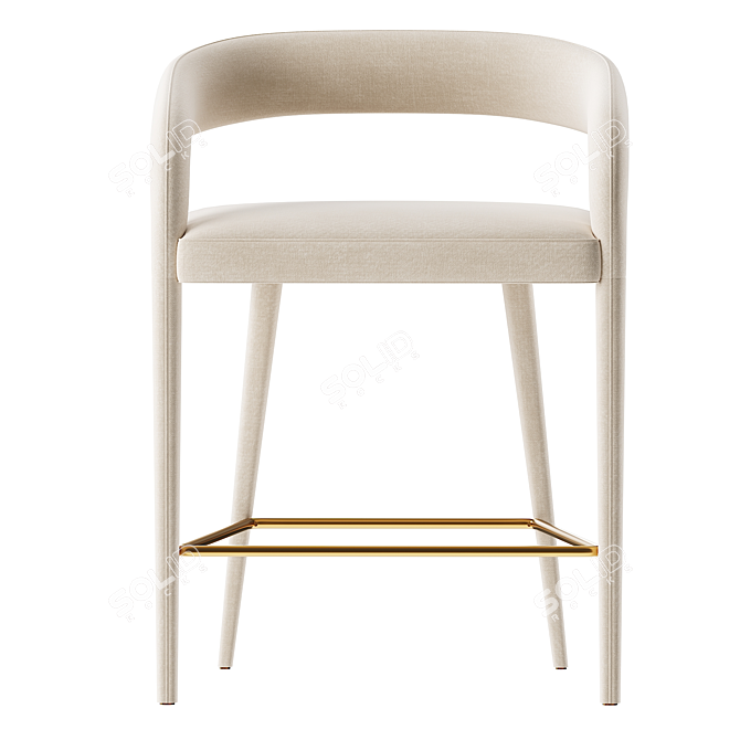 Modern White Counter Stool 3D model image 2