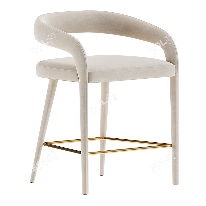 Modern White Counter Stool 3D model image 3