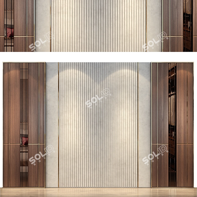 Modern Wood Metal Fabric Wall Panels 3D model image 1