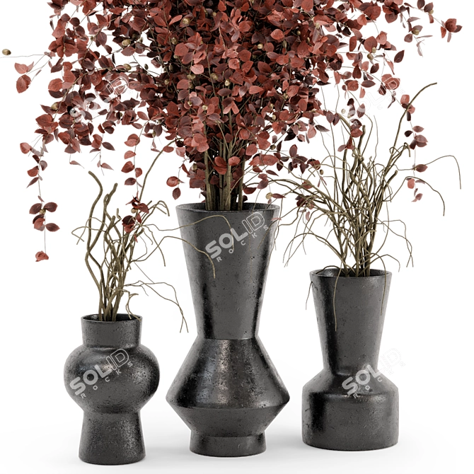 Rustic Concrete Pot Indoor Plants 3D model image 2