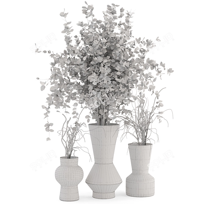 Rustic Concrete Pot Indoor Plants 3D model image 5