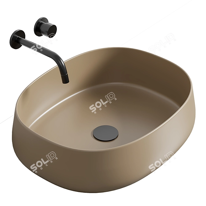 50cm Oval Colored Sink 3D model image 1