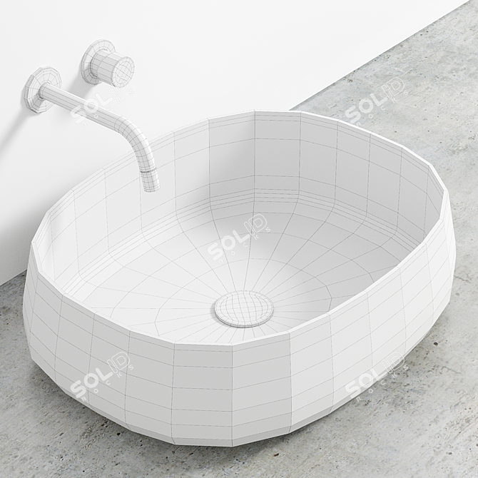 50cm Oval Colored Sink 3D model image 3