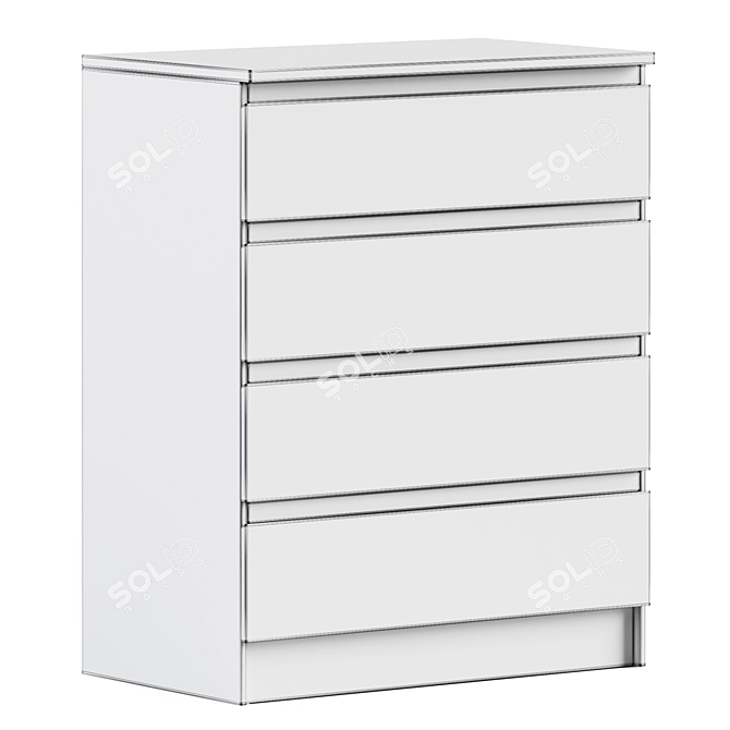 Sleek and Stylish Malm 4-Drawer Chest 3D model image 3