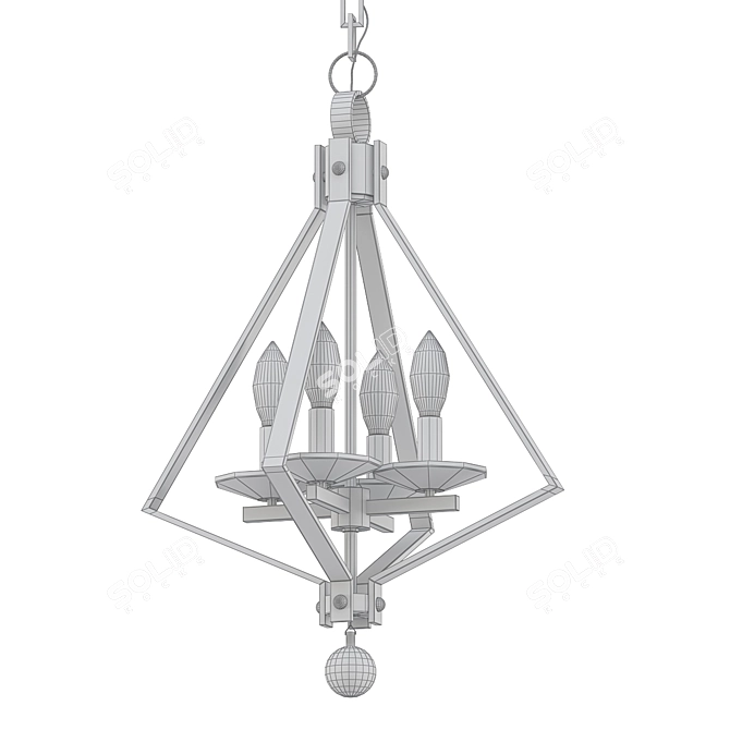 Elegant Four-Light Chandelier 3D model image 2