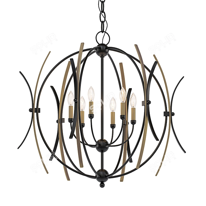 Elegant Six-Light Chandelier 3D model image 1