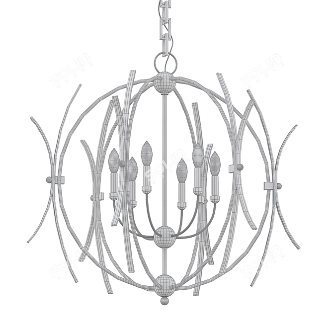 Elegant Six-Light Chandelier 3D model image 2