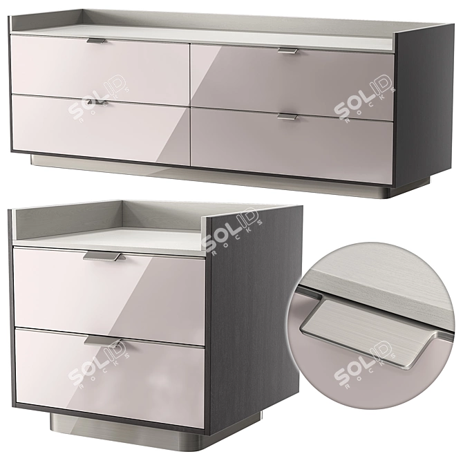 Elegant Minotti Nightstand & Chest 3D model image 6