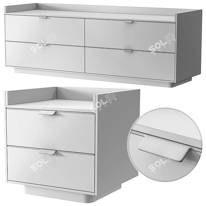 Elegant Minotti Nightstand & Chest 3D model image 1