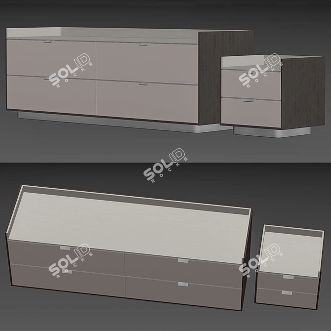 Elegant Minotti Nightstand & Chest 3D model image 5