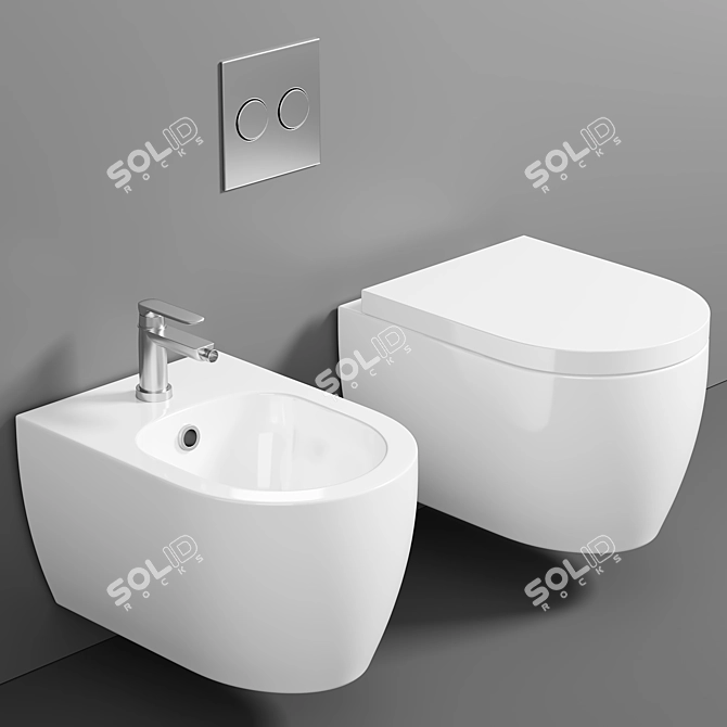 Marino Hanging Bidet: Sleek & Hygienic 3D model image 1