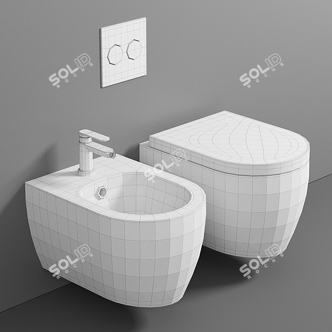 Marino Hanging Bidet: Sleek & Hygienic 3D model image 3