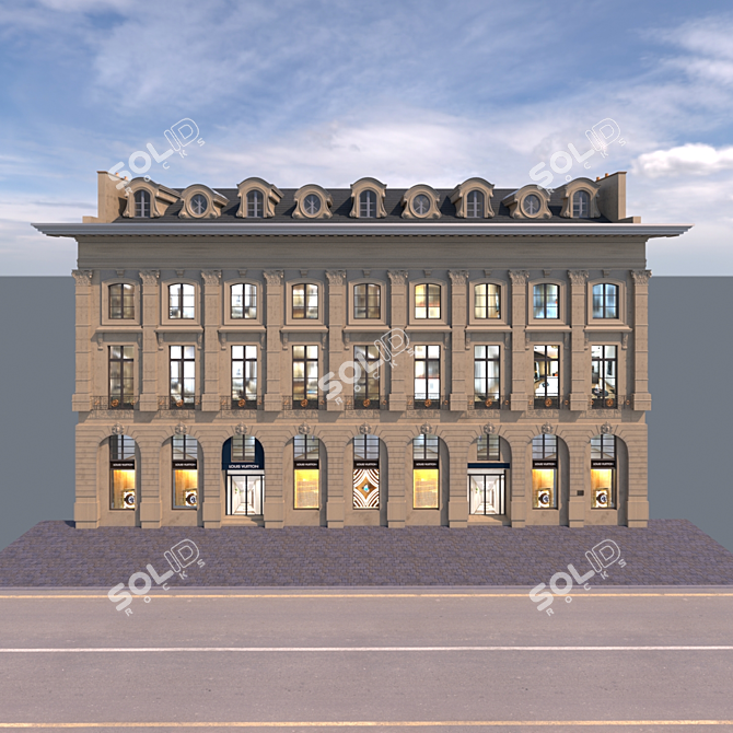 Stunning 3D Facade for Background 3D model image 2