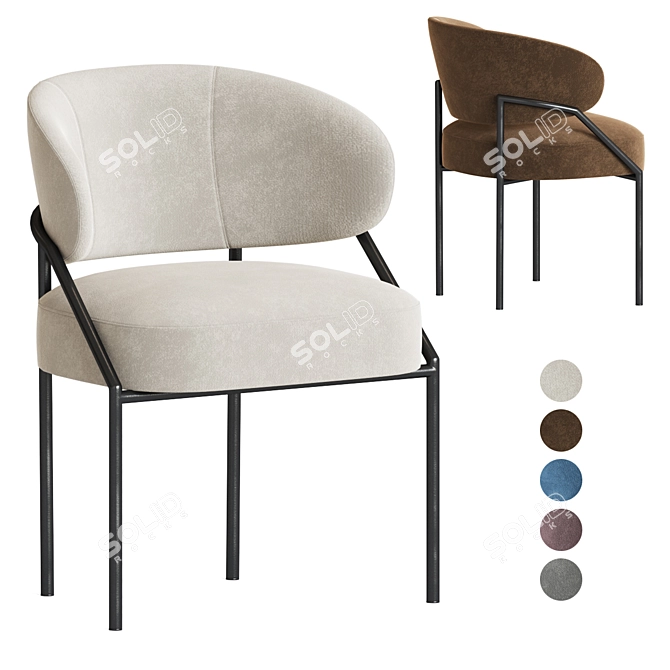 Modern Metal and Velvet Dining Chair 3D model image 1