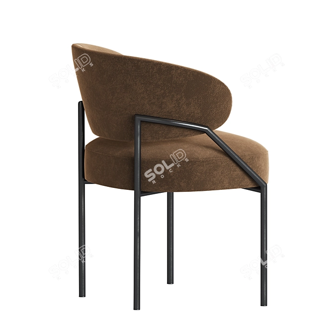 Modern Metal and Velvet Dining Chair 3D model image 2