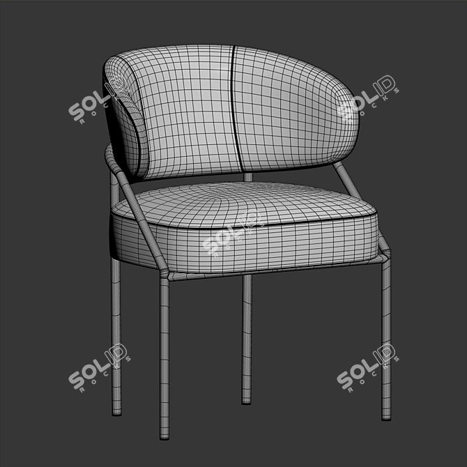 Modern Metal and Velvet Dining Chair 3D model image 3