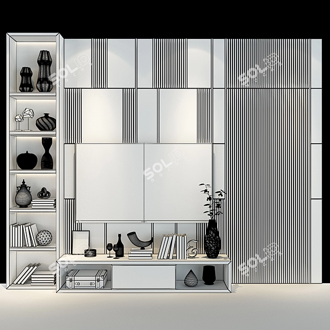 Modern TV Wall Unit: Stylish & Functional 3D model image 2