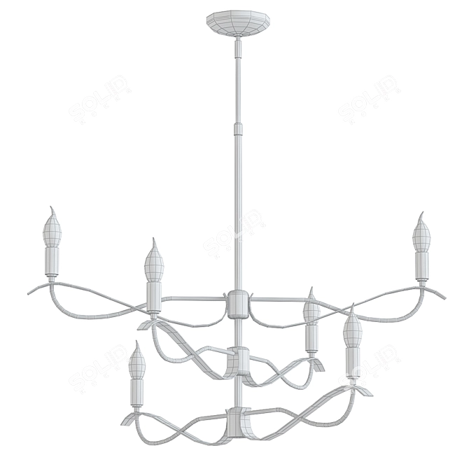 Elegant Willow Chandelier - 6 Light 3D model image 2