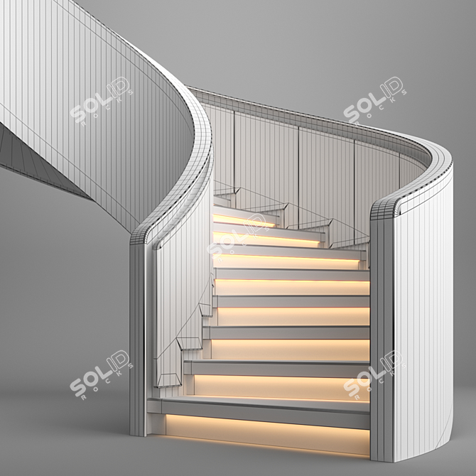 Sleek Gypsum Spiral Staircase 3D model image 6