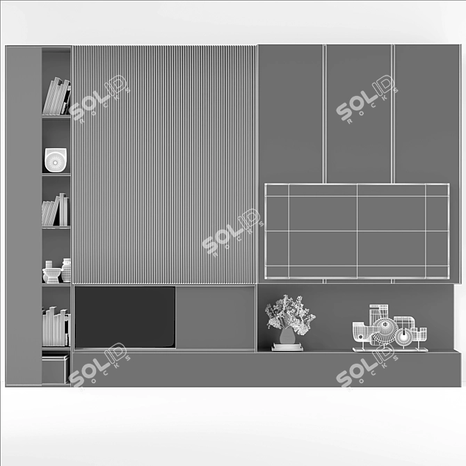 Modern TV Wall with Fireplace 3D model image 4