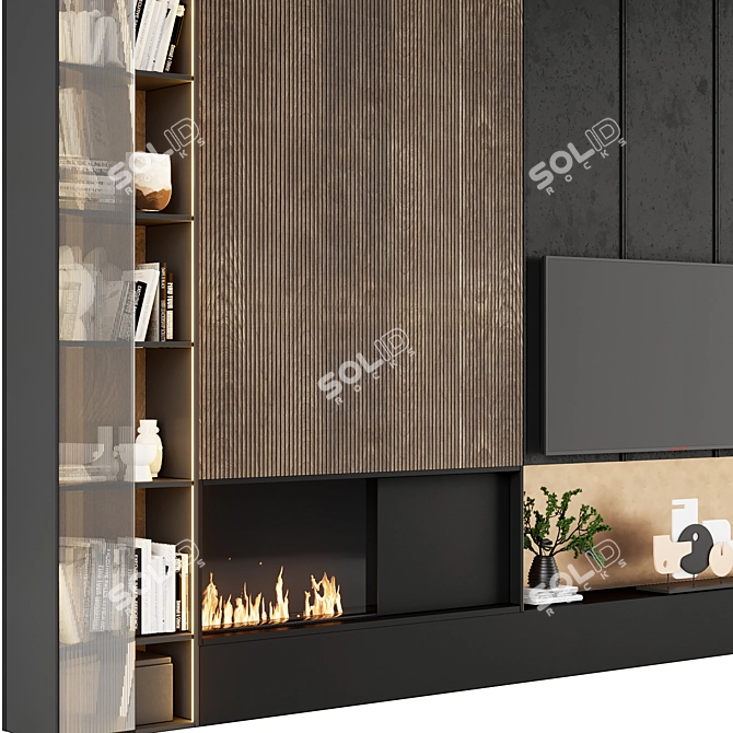 Modern TV Wall with Fireplace 3D model image 7