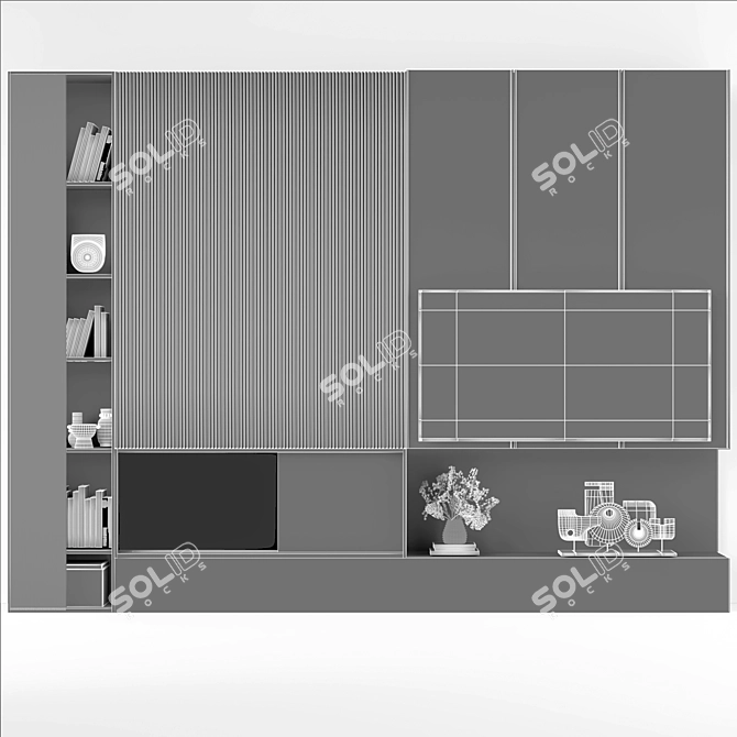 Modern TV Wall with Fireplace 3D model image 8