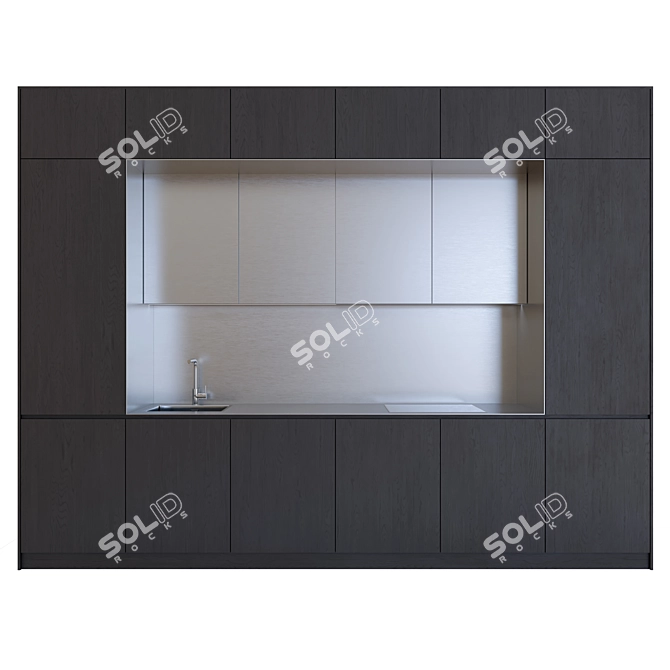 Modern Kitchen Set: BRADANO NOTICE Tap, BRADANIT 51U Sink and MIELE KM6320 Stove 3D model image 1